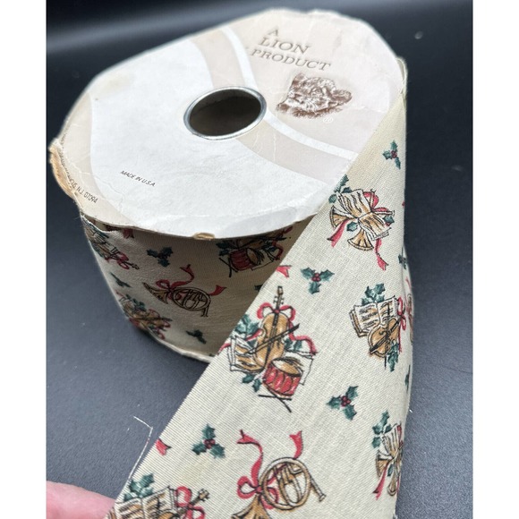 Vintage Ribbon A Lion Product 40 YDS Musical Instruments Holly Berries 5H - Picture 7 of 8